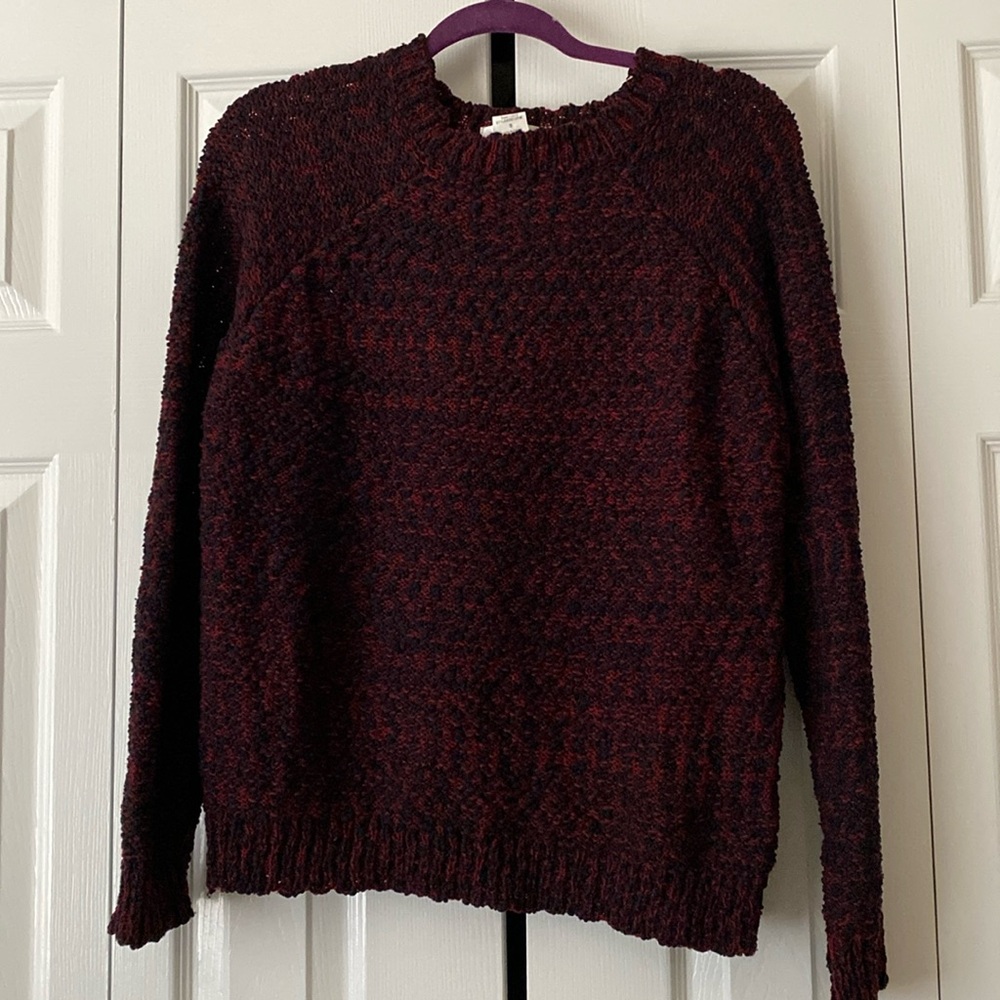 Elsey red and black sweater with flower eyelet back